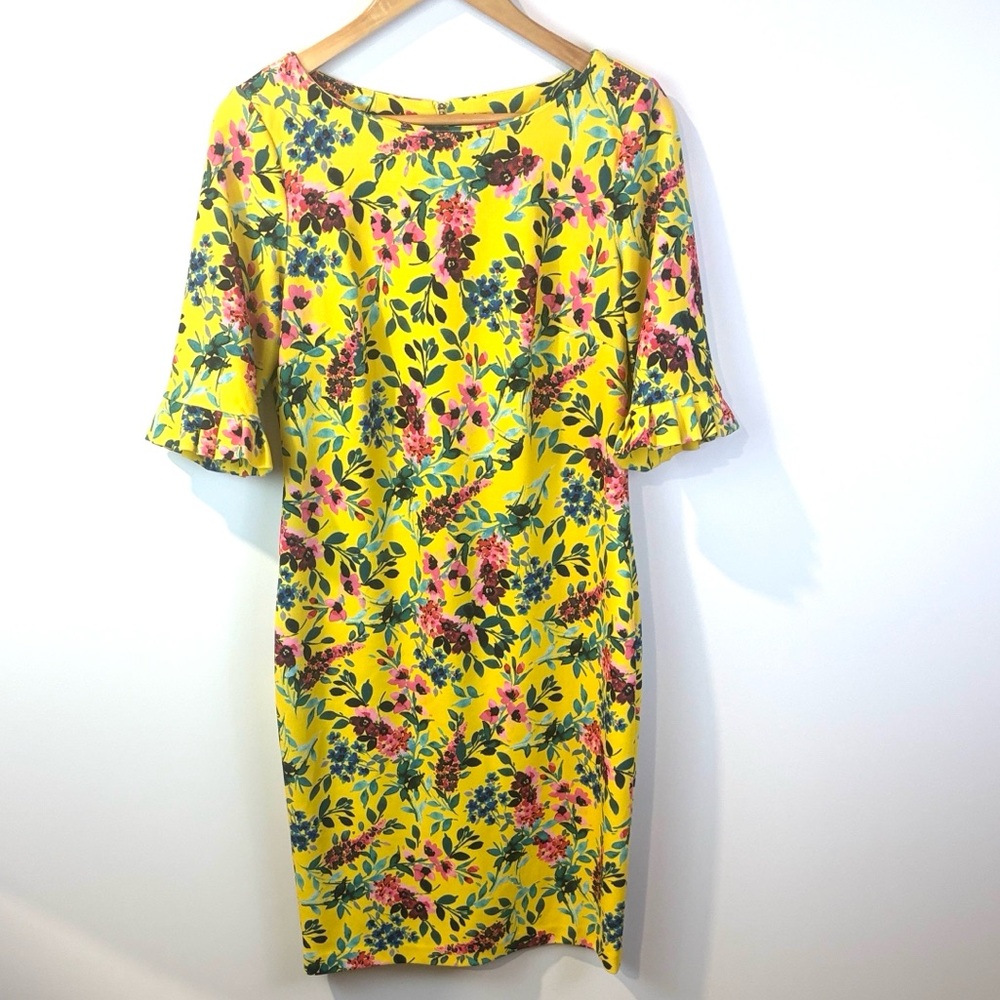 Calvin Klein Floral Yellow Dress size 10